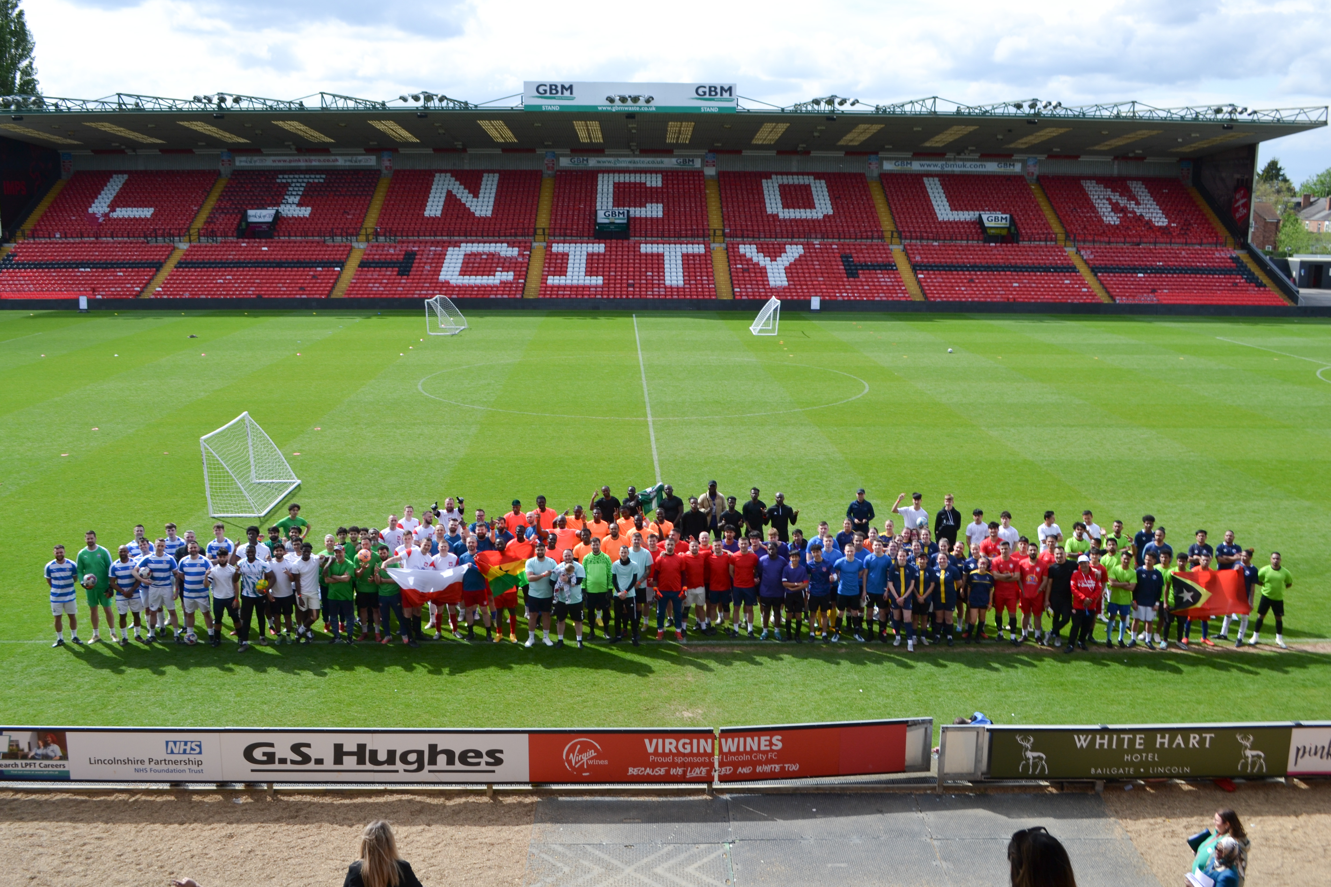 a photo of all the teams from the stands at the LNER stadium