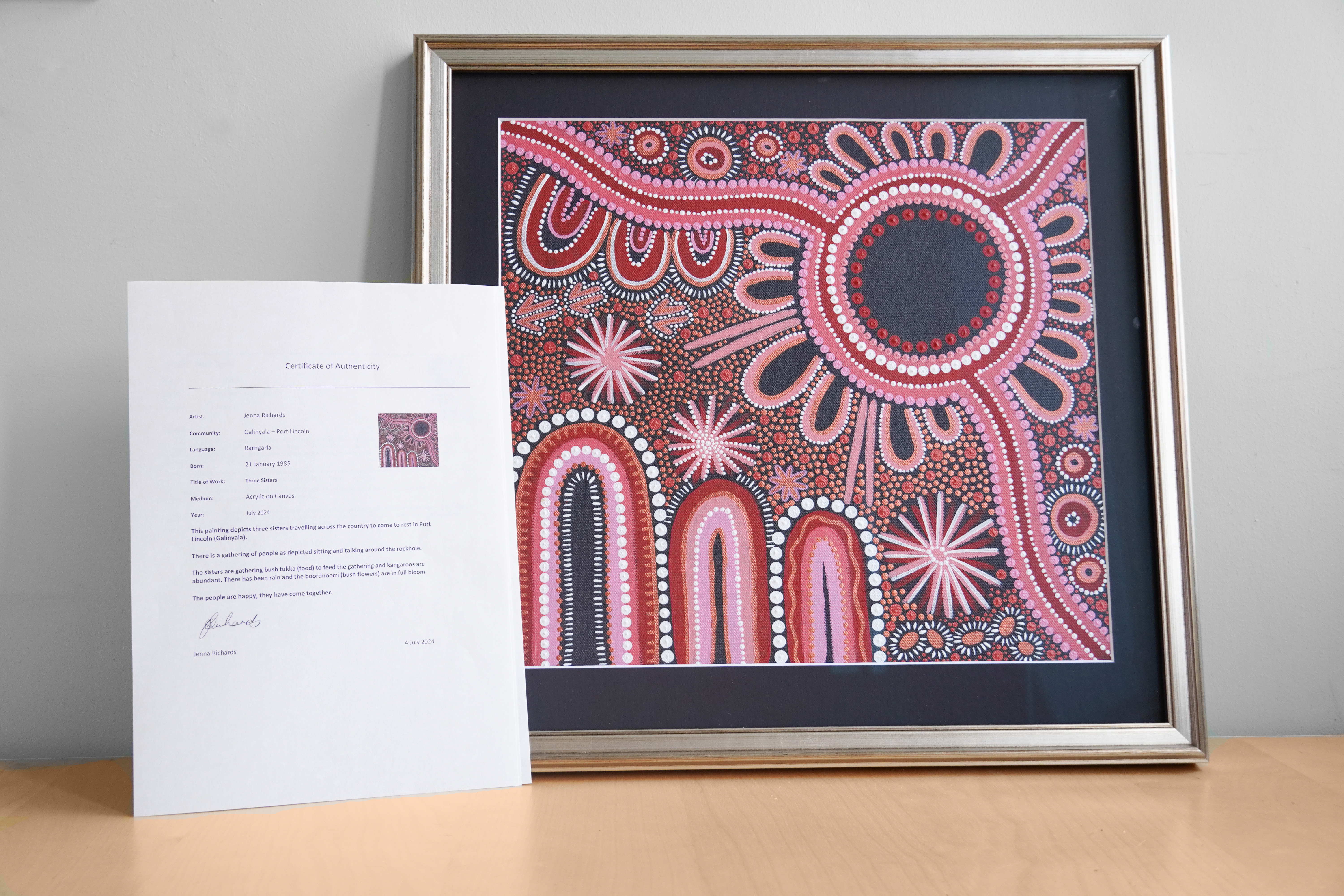 Aboriginal Painting delivered by The Mayor of Port Lincoln in Australia, Diana Mislov.
