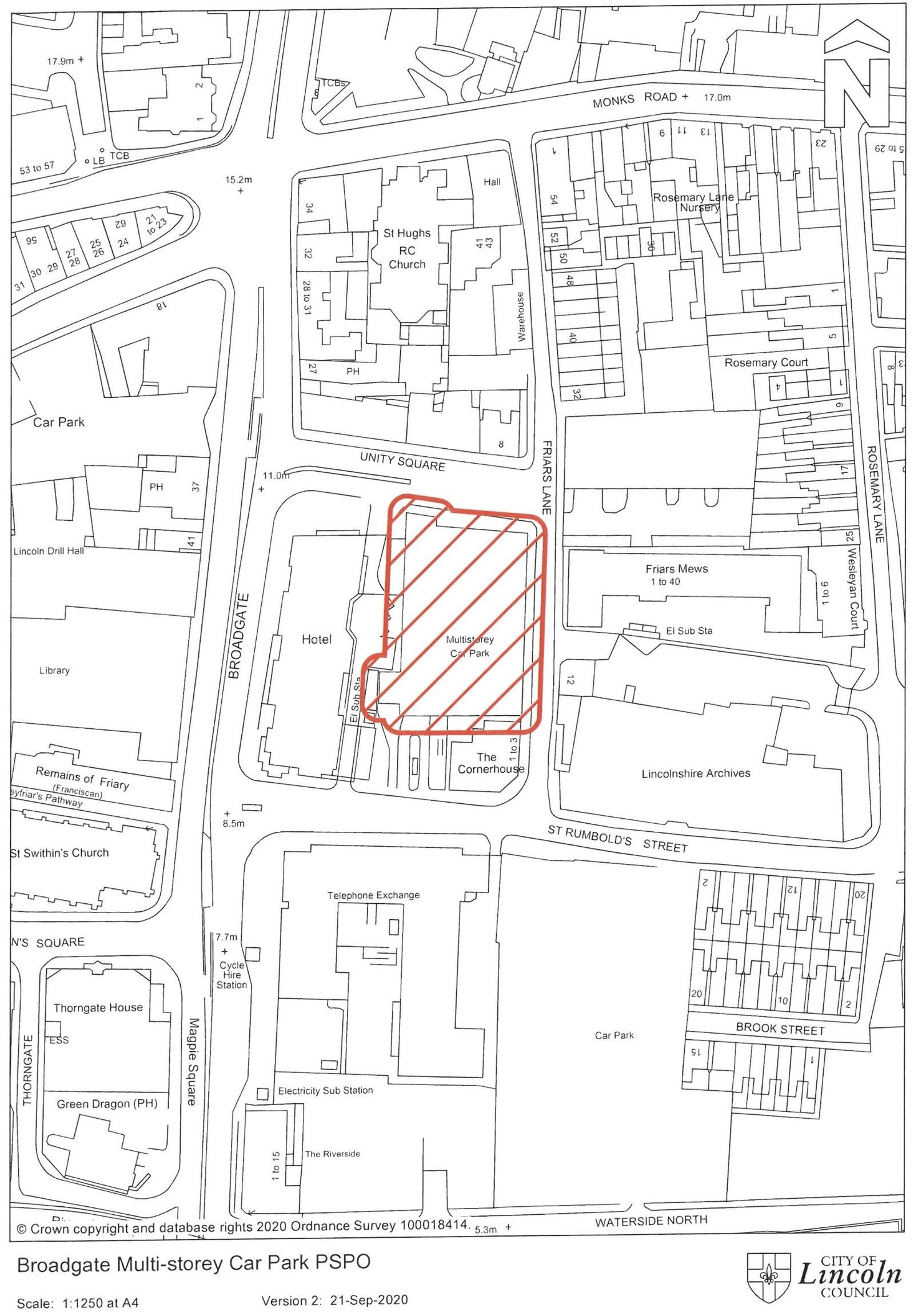 PSPO Restricted Area Map for Multi-Storey Car Parks