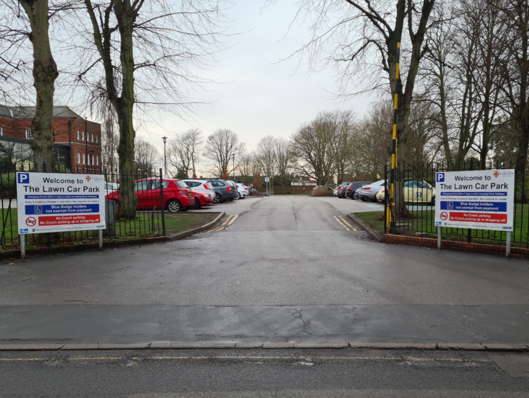 A photo of the entrance of The Lawn Car Park